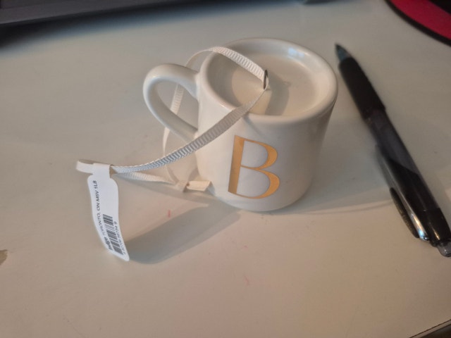 Indigo Mug Ornament - Initials A and B - Brand new in box - photo 5