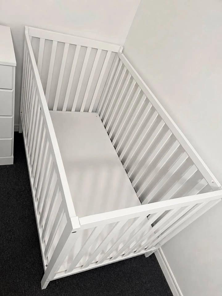 White Wooden Baby Crib