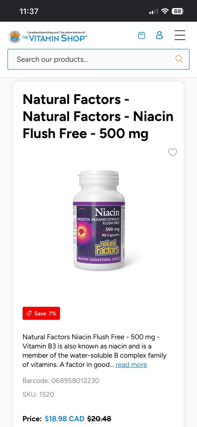 Natural Factors Niacin Flush Free 500 mg - photo 3