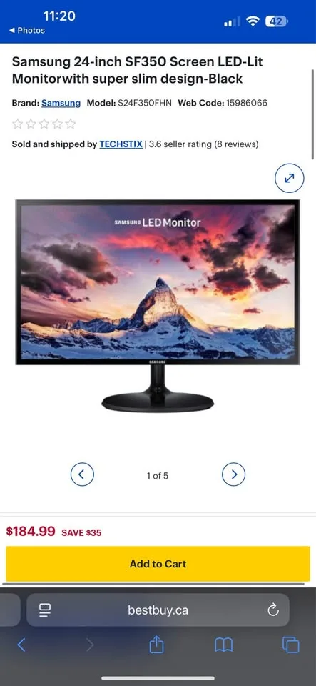 Samsung 24-inch SF350 Screen LED (retail $200) mint image indicator(2)