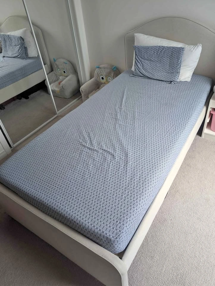 Upholstered Single Bed Frame with Arched Headboard