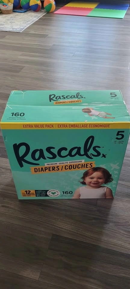 New Rascals Premium Diapers Size 5, 160 Count - photo 2