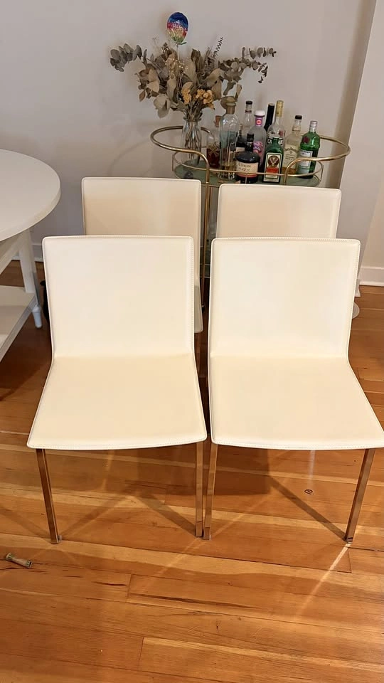 CB2 Phoenix Ivory Dining Chairs - Set of 4