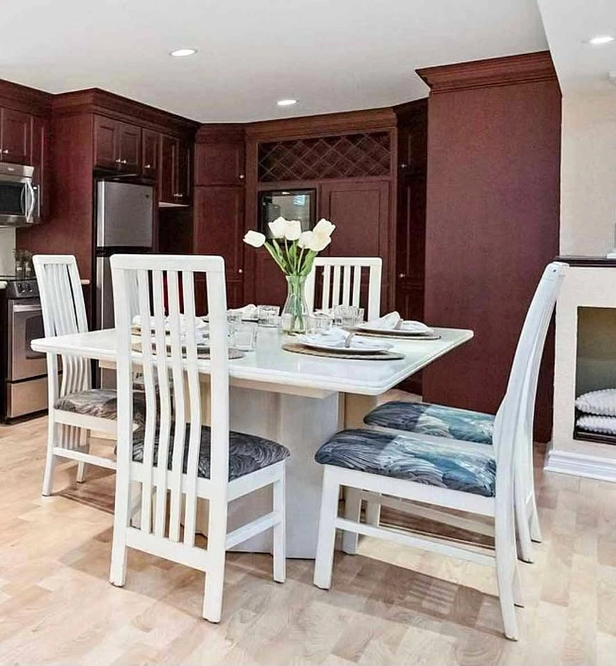 White Pedestal Dining Table with 6 Chairs