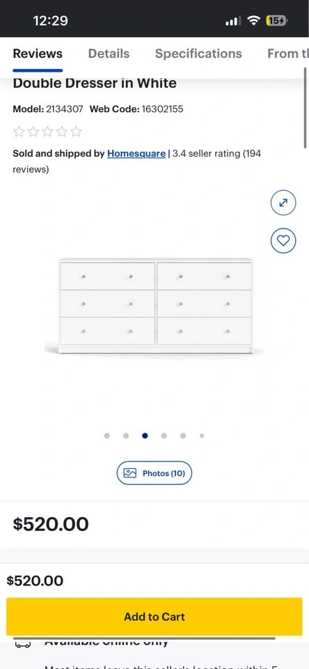 Like NEW white 6 drawer dresser - photo 2