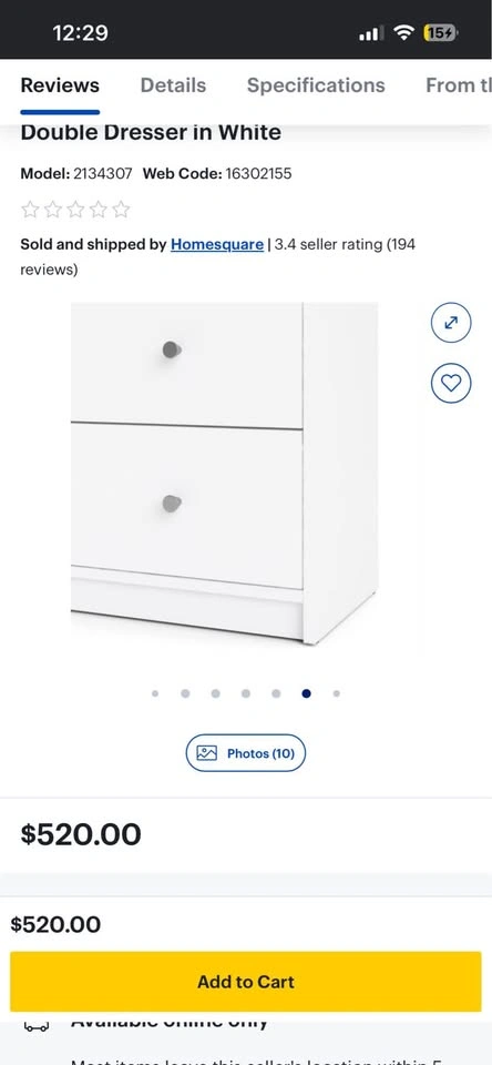 Like NEW white 6 drawer dresser - photo 3