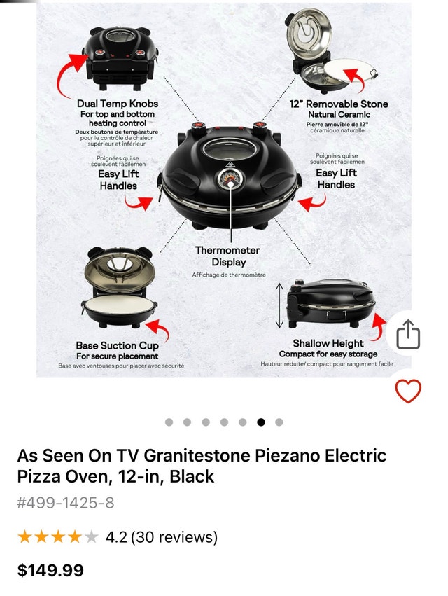 BRAND NEW Granitestone Piezano Electric Pizza Oven (12-in) - photo 3