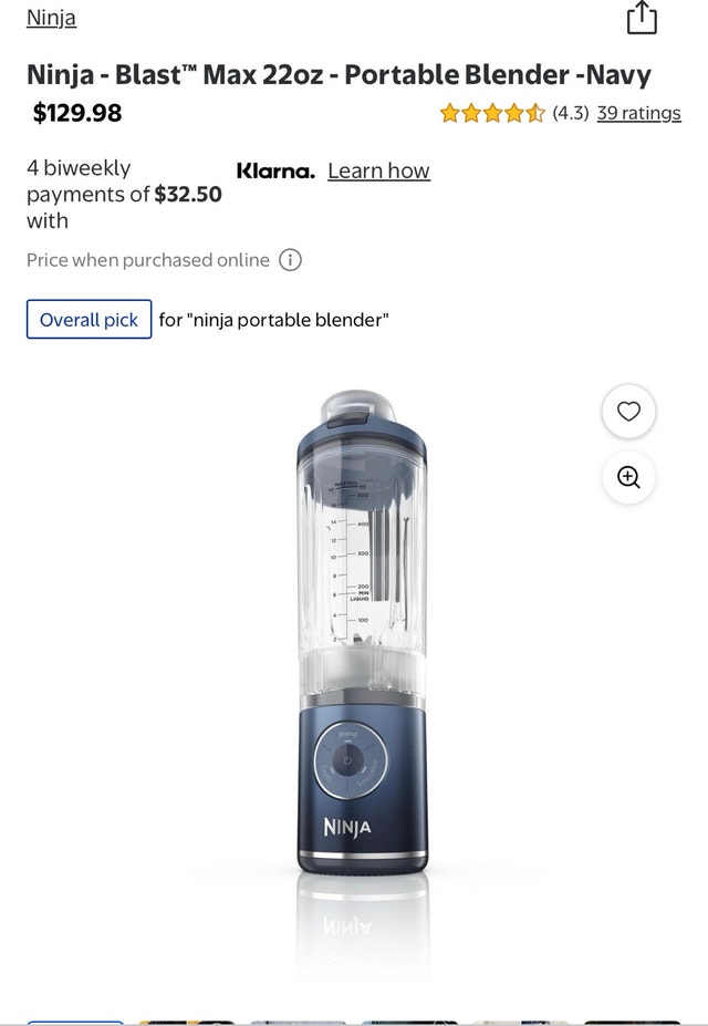 BRAND NEW NINJA blastmax portable blender 22 oz