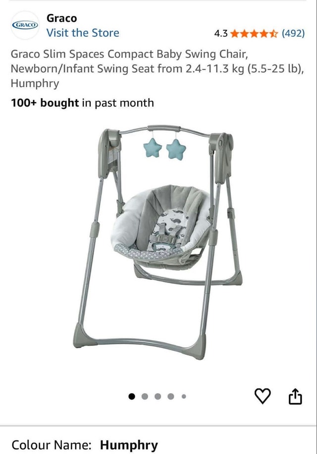 BNIB Graco Slim Spaces Compact Baby Swing Chair - Humphry - photo 3