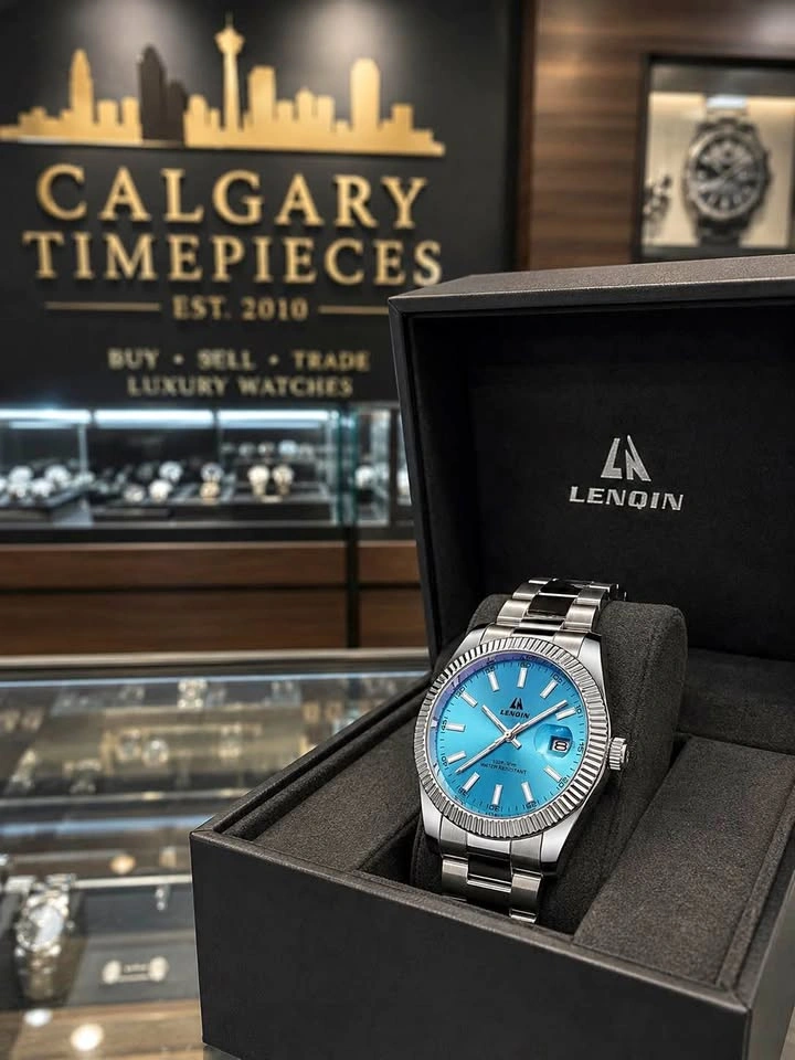 Mens Stainless Steel Watch Silver Blue Dial