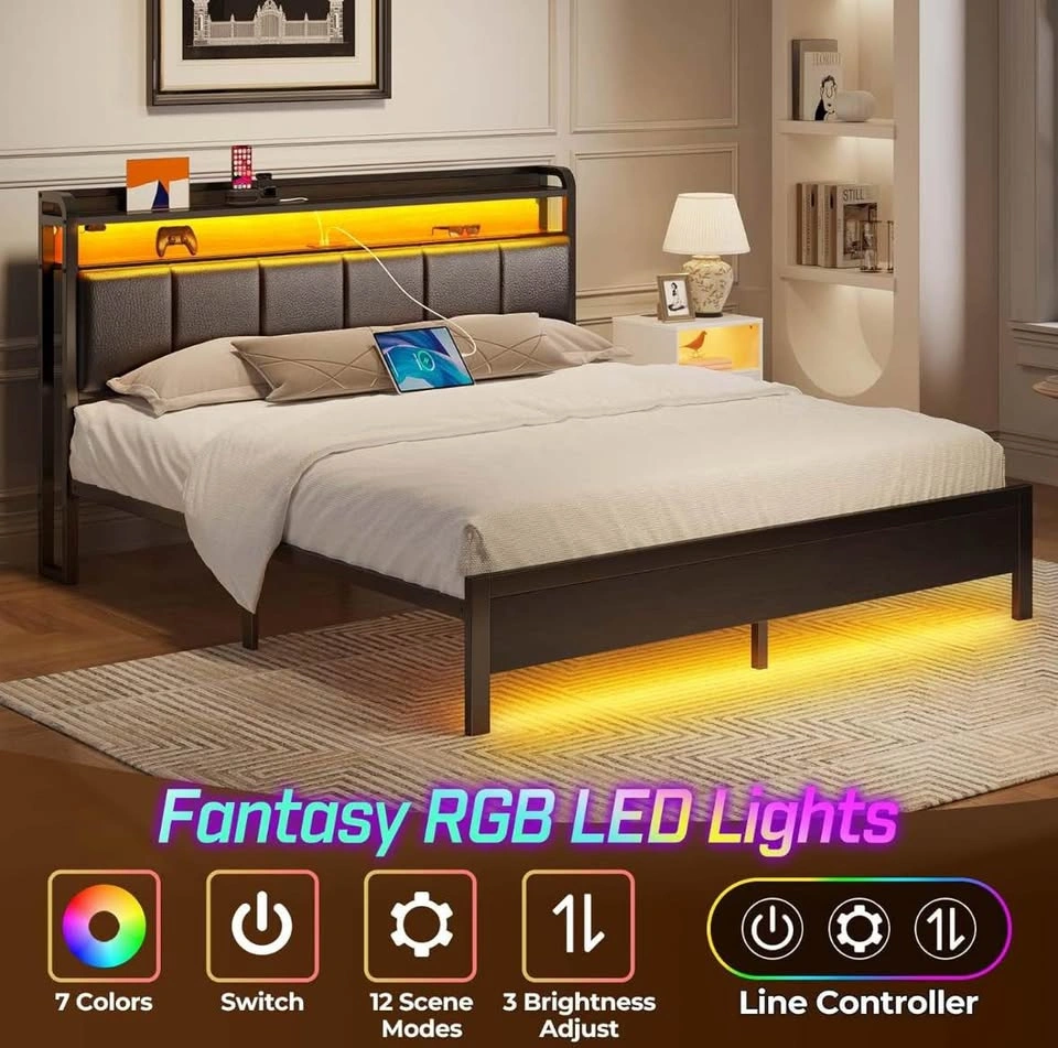 LED BED FRAME WITH CHARGING STATION - photo 3