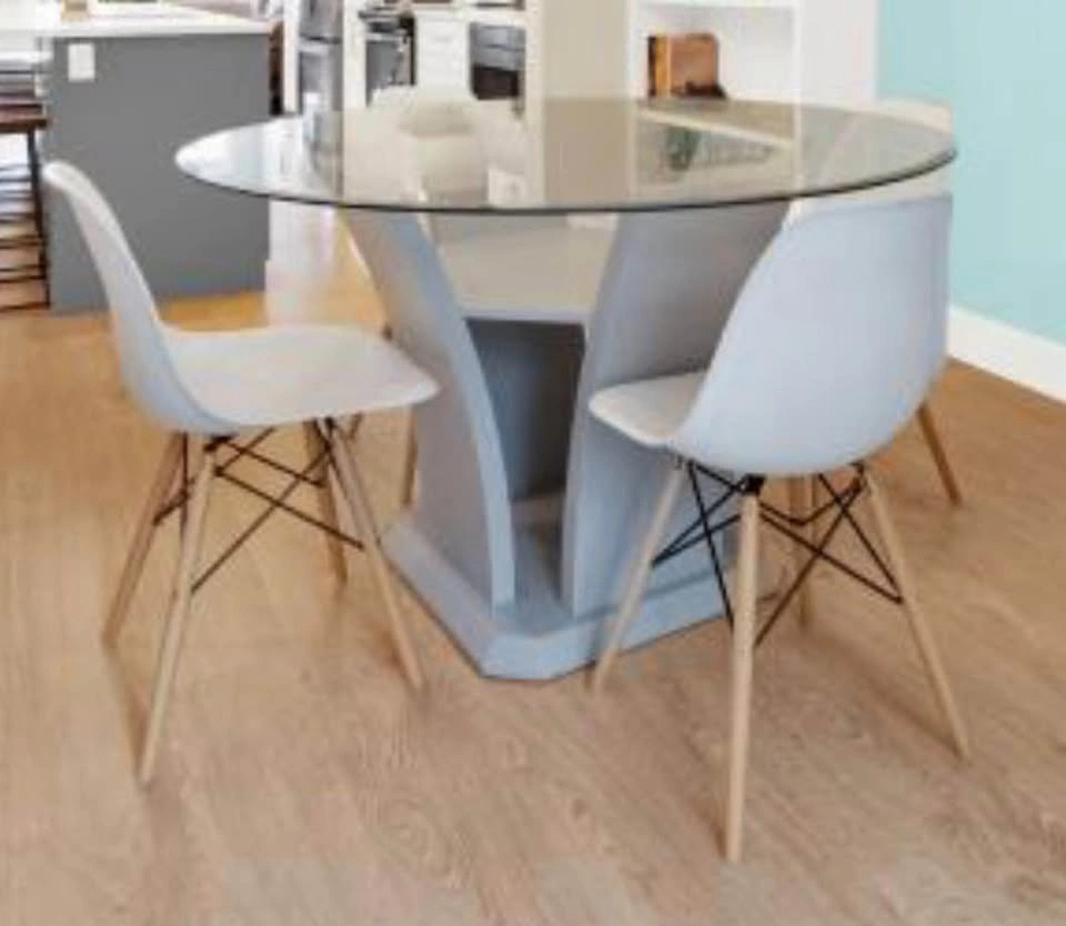 Round Glass Dining Table with 4 Eames-Style Chairs - photo 2