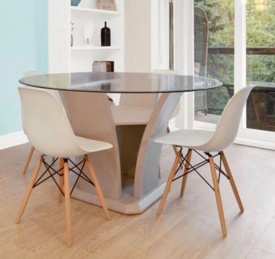 Round Glass Dining Table with 4 Eames-Style Chairs - photo 3