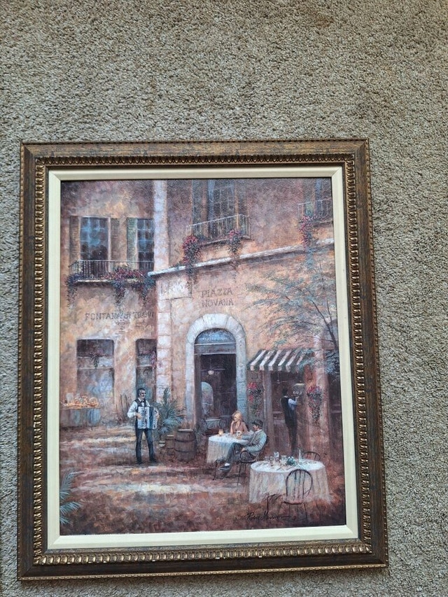 Set of 2 Framed Vintage Style Italian Café Paintings - photo 2