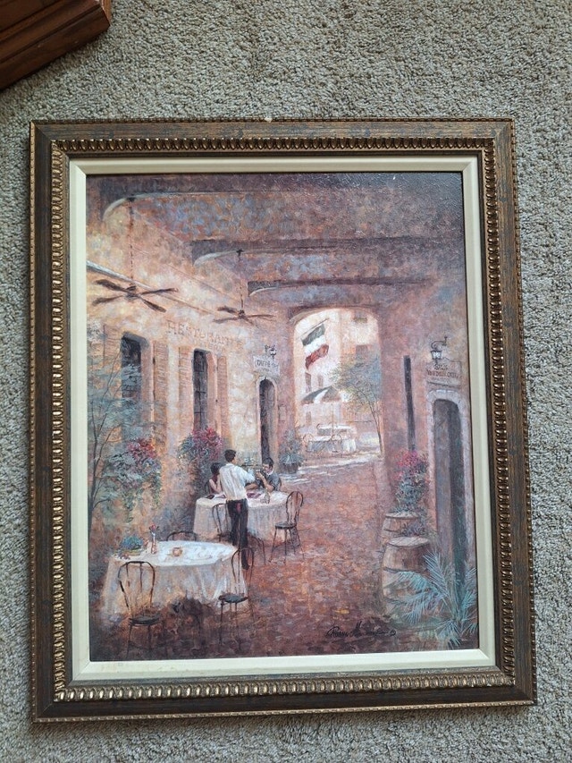 Set of 2 Framed Vintage Style Italian Café Paintings - photo 3
