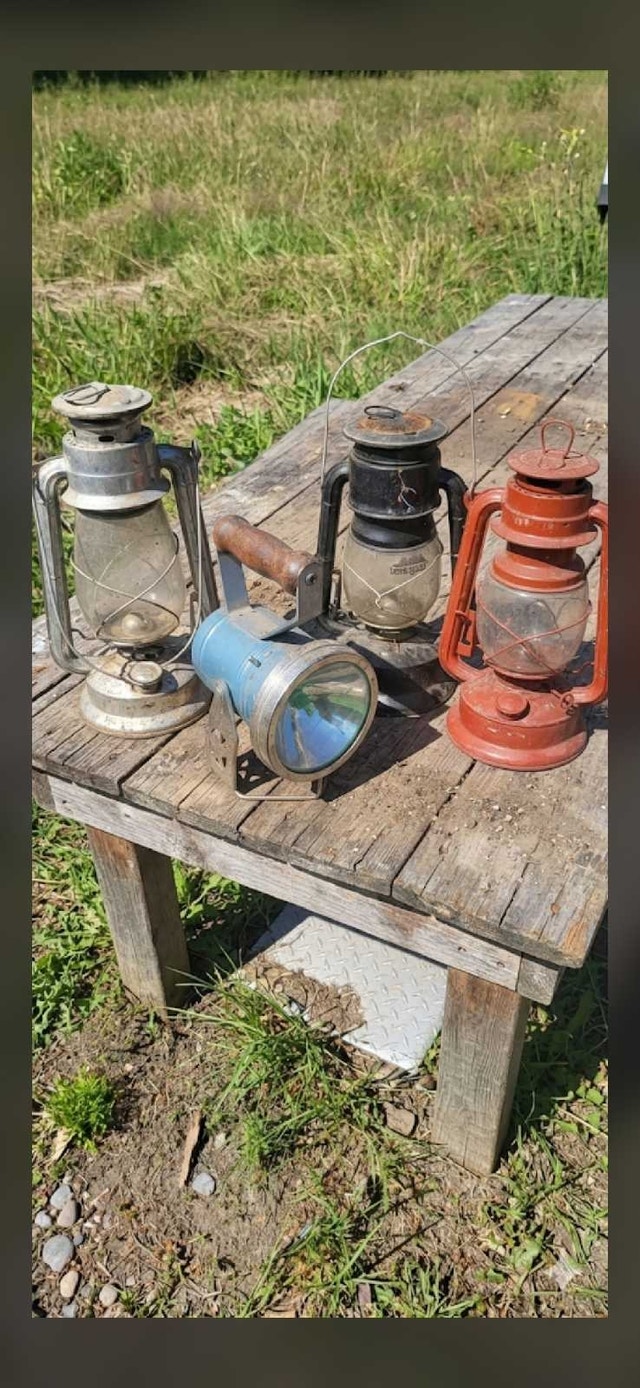 Vintage Kerosene Lanterns and Spotlight