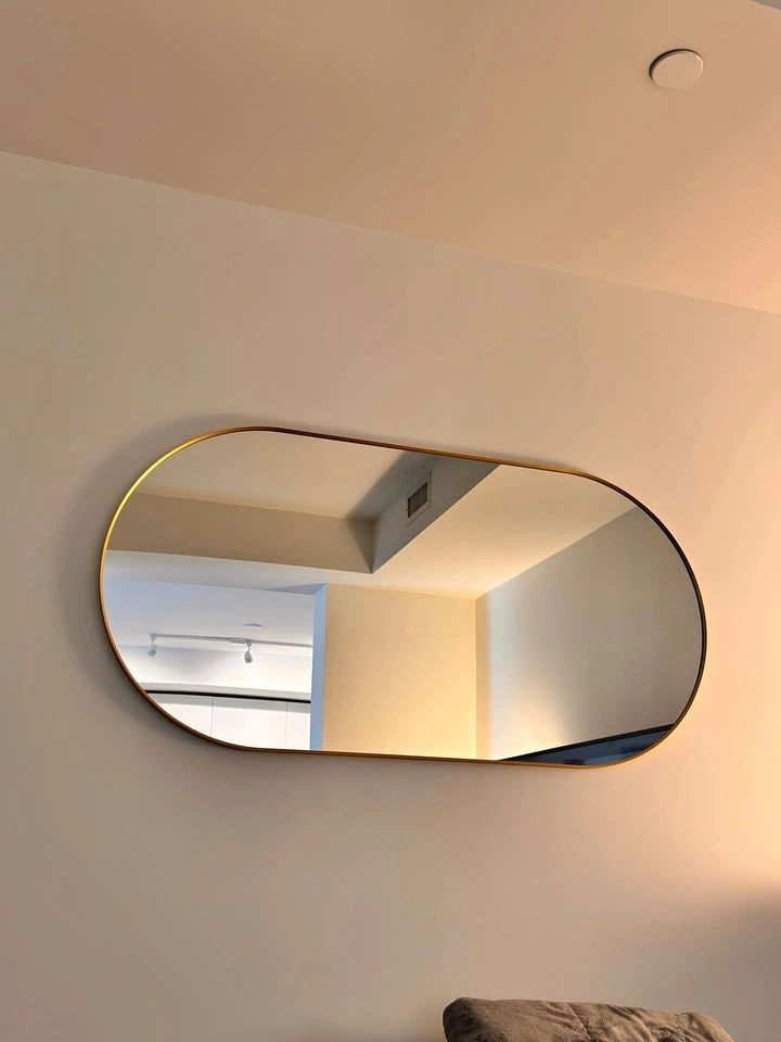 IKEA Lindbyn Gold Pill Shaped Wall Mirror 60x120cm