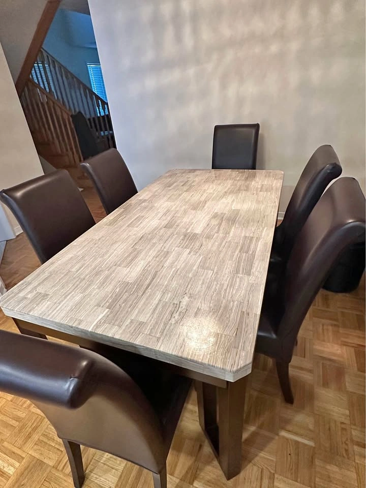 Faux Marble Dining Table fits 6 Chairs