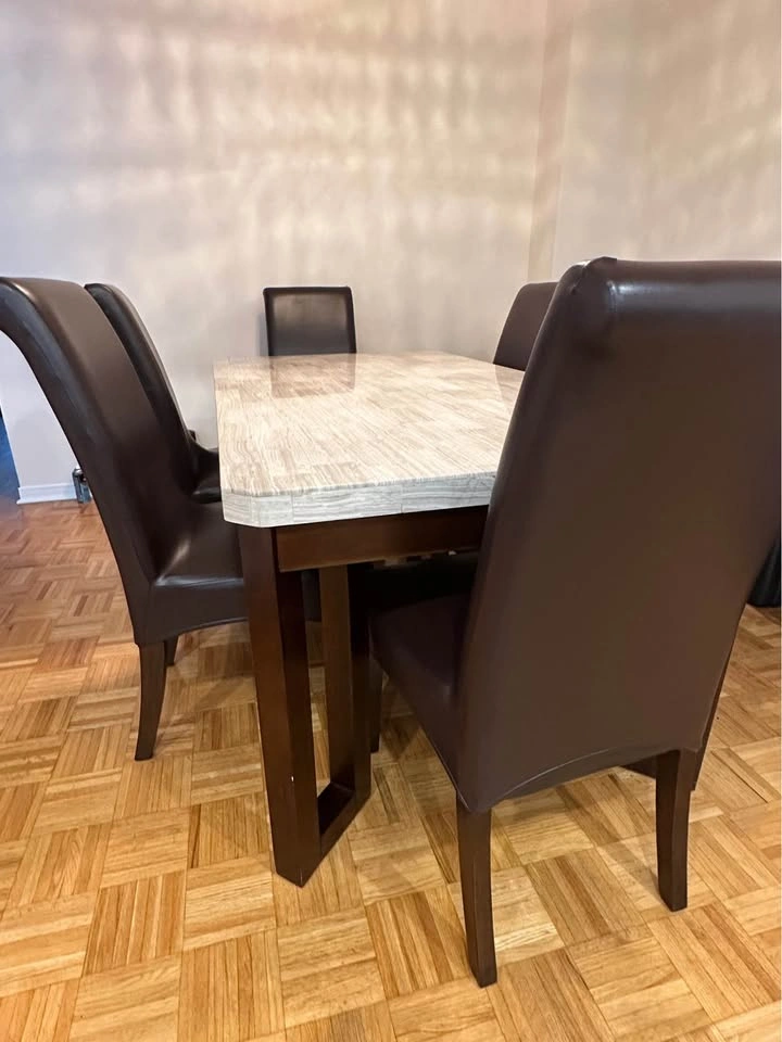 Faux Marble Dining Table fits 6 Chairs - photo 2