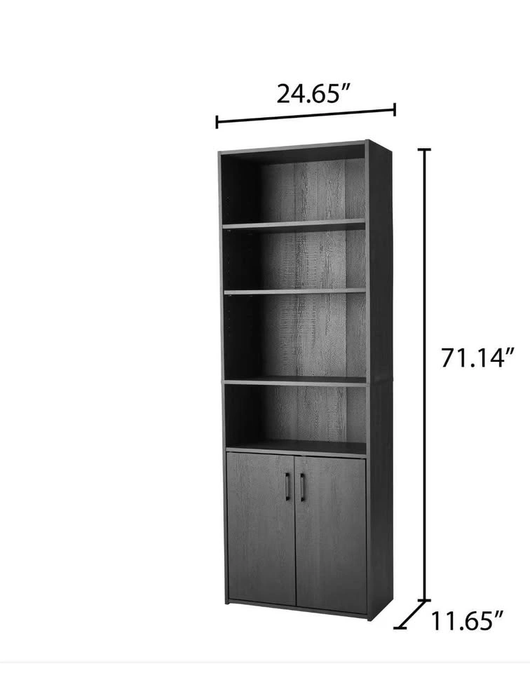 Black Bookcase and Storage Cabinet Set - photo 2
