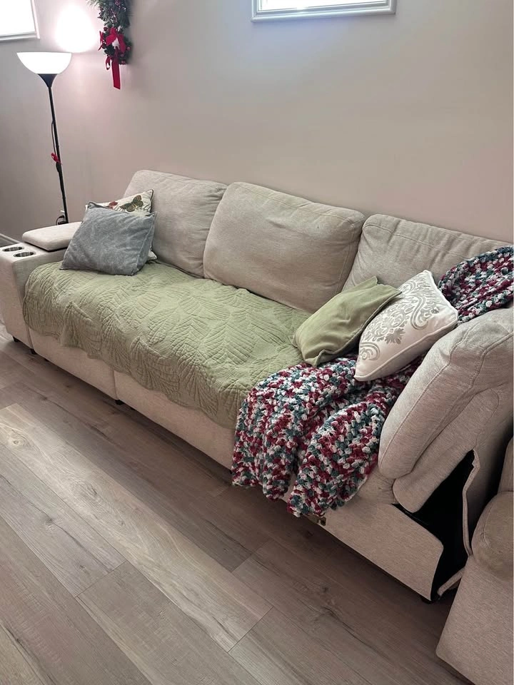 Sofa with a recliner for sale - $210 OBO and Free Lamp - photo 2