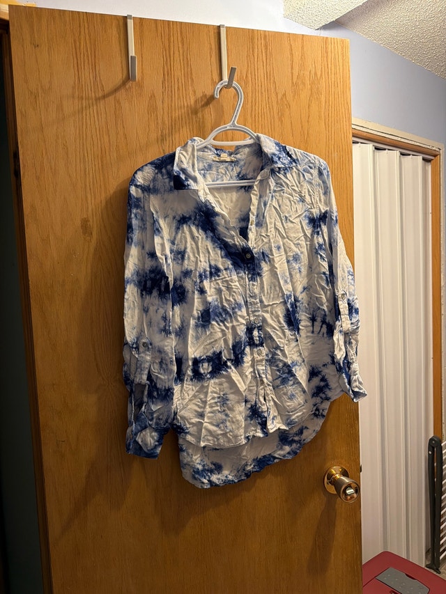 Indigo Tie-Dye Button-Up Shirt