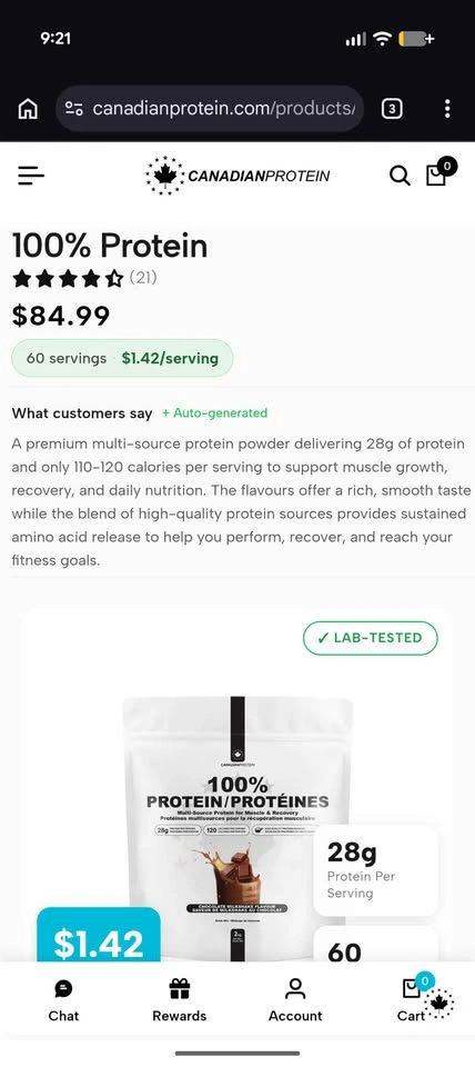 Canadian Protein 100% Protein Chocolate Milkshake - photo 3