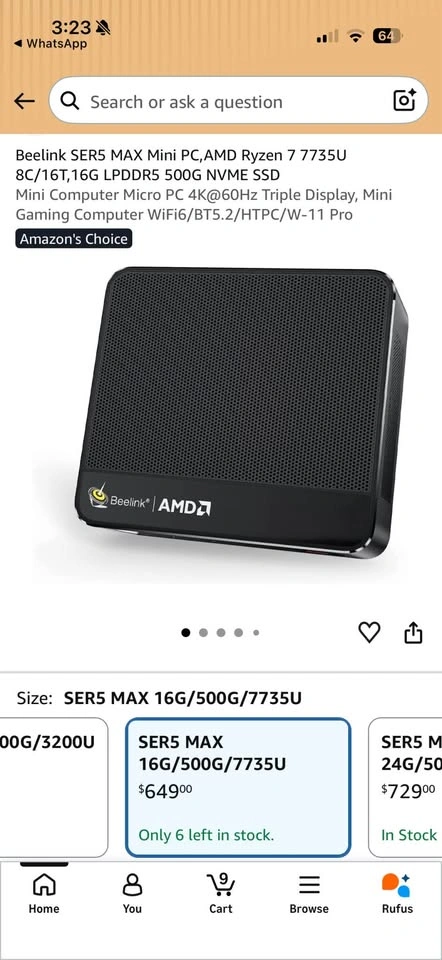Brand New Sealed Beelink SER5 MAX Mini PC – Ryzen 7 7735U - photo 2