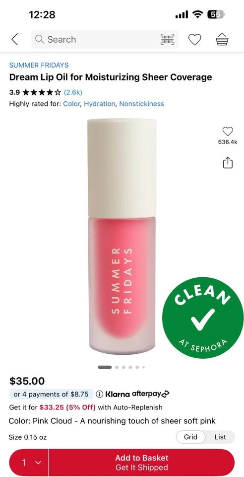 Summer Fridays Dream Lip Oil - Pink Cloud