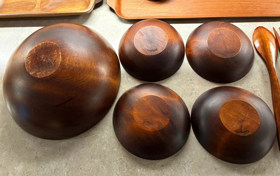 #3 Vintage 1960’s Baribocraft Canada Wooden Salad Bowl Set - photo 5