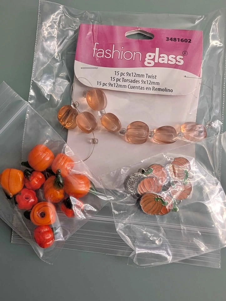 Pumpkins! Glass Beads and Charm Lot