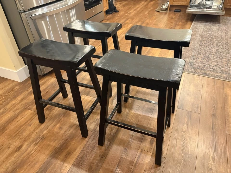 Black Distressed Saddle Seat Stools (4) - photo 2