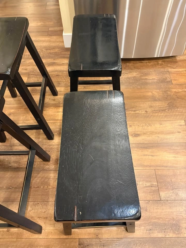 Black Distressed Saddle Seat Stools (4) - photo 4