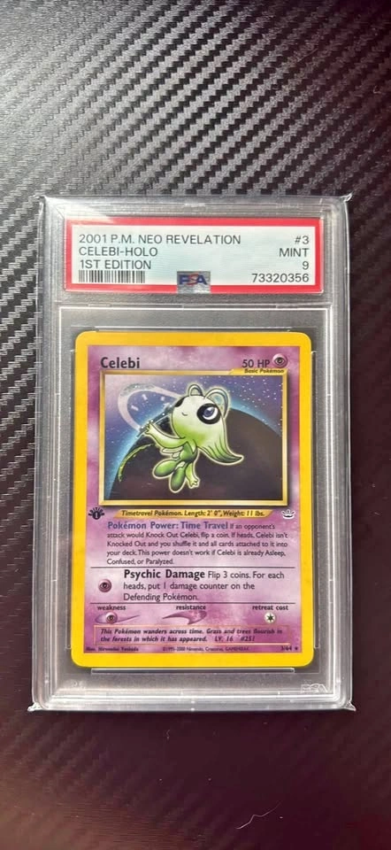 First edition Celebi holo Neo revelation psa 9 below 500 pop