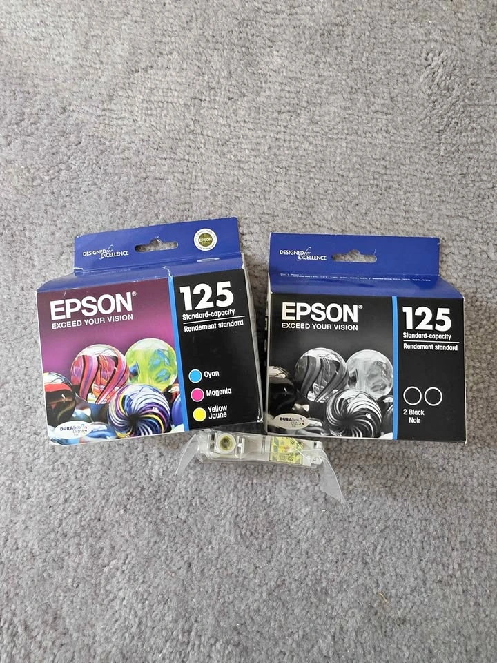 Genuine Epson 125 Ink Cartridge Sets (Color Multi-Pack + 2 Black