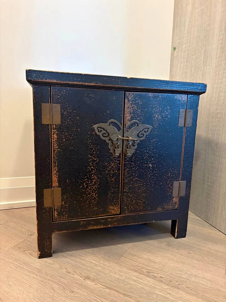Vintage Black Cabinet with Butterfly Hardware