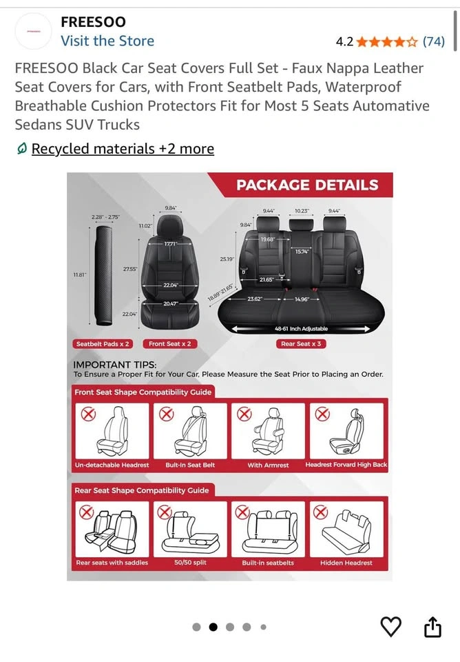 Leather Car Seat cover - photo 4