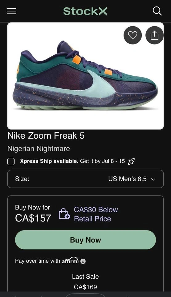 Nike Zoom Freak 5 Nigerian Nightmare Men's Size 8.5 - photo 2