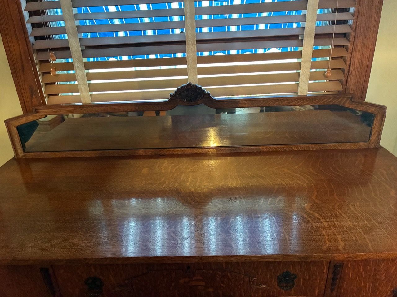 Antique Oak Buffet Sideboard with Mirror - photo 2