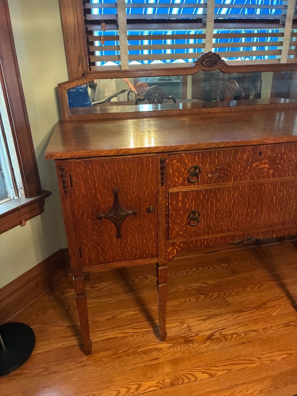 Antique Oak Buffet Sideboard with Mirror - photo 3