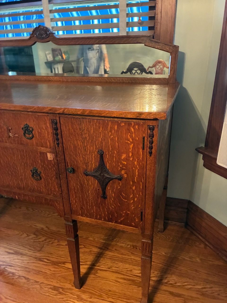 Antique Oak Buffet Sideboard with Mirror - photo 4
