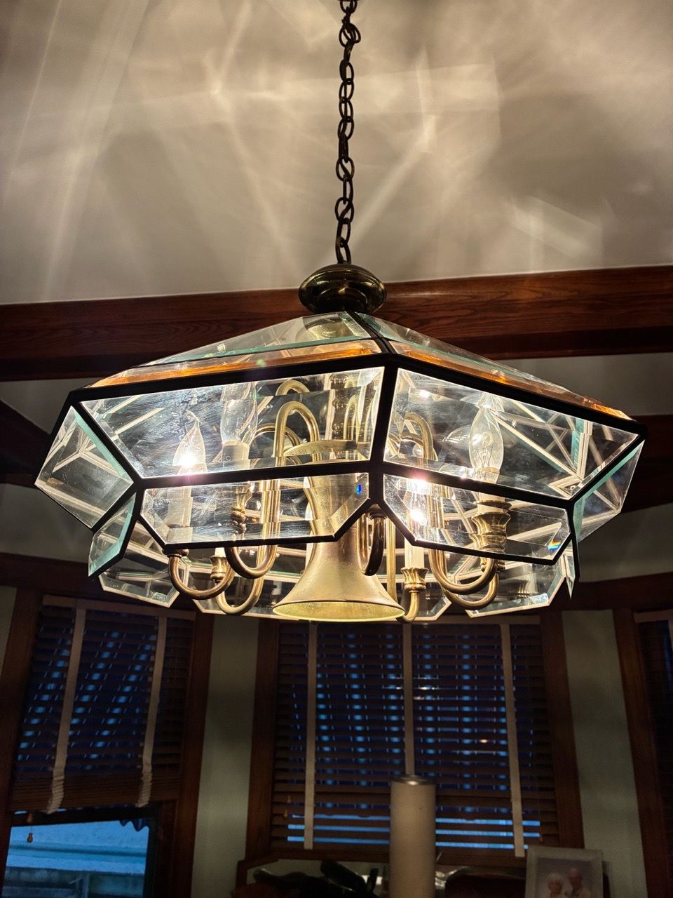 Large Beveled Glass Panel Chandelier - photo 2