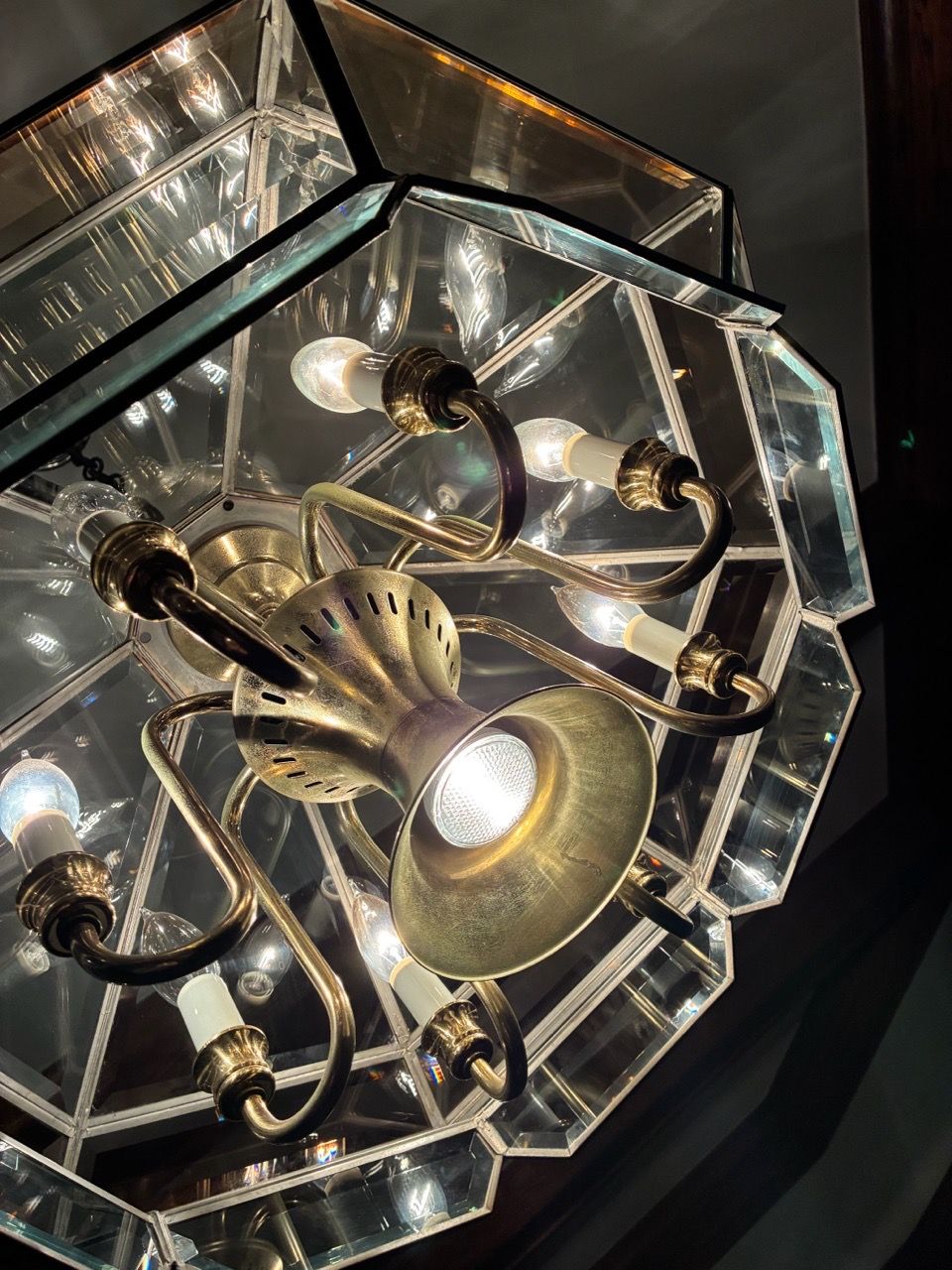 Large Beveled Glass Panel Chandelier - photo 3