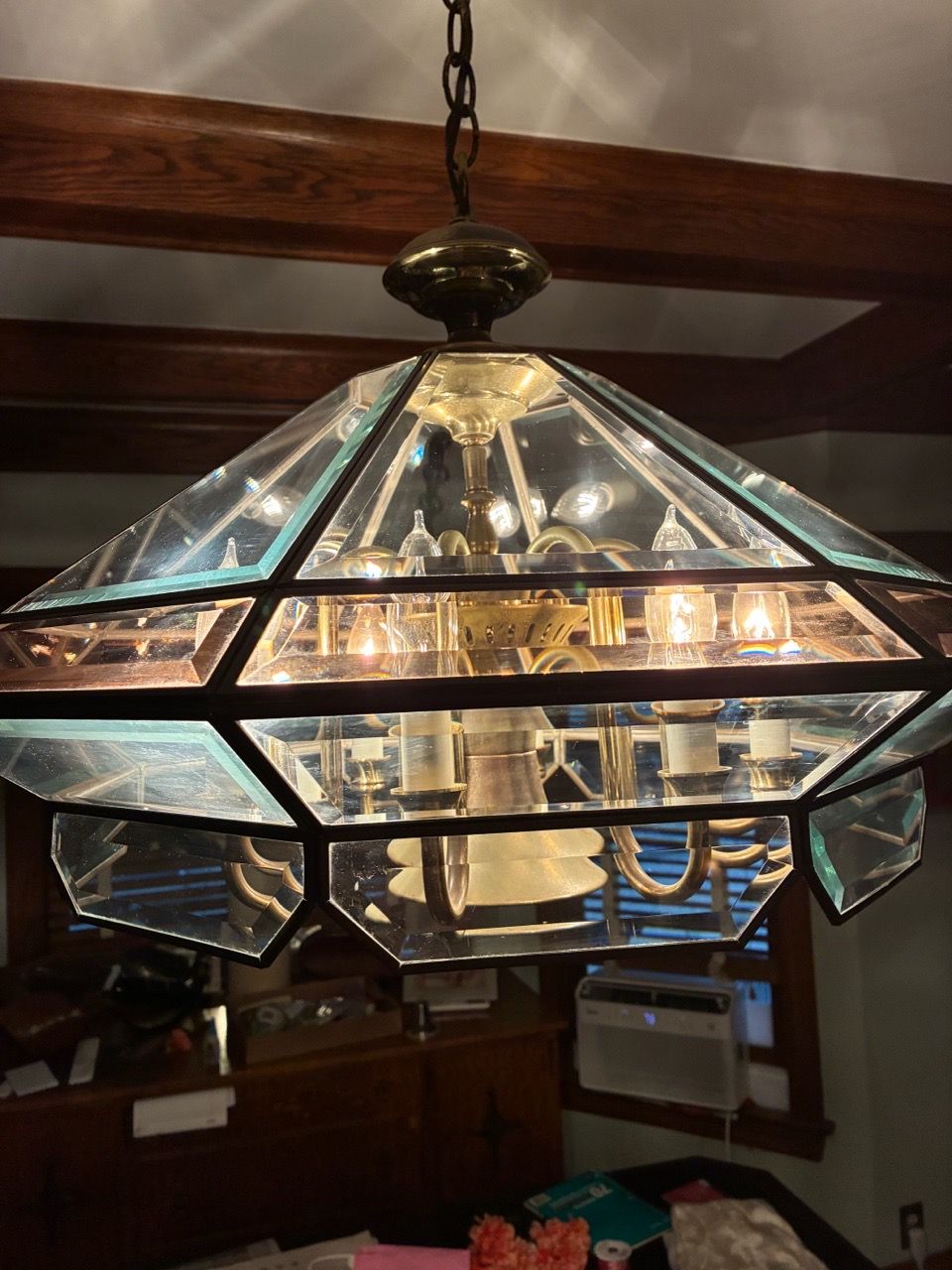 Large Beveled Glass Panel Chandelier - photo 4
