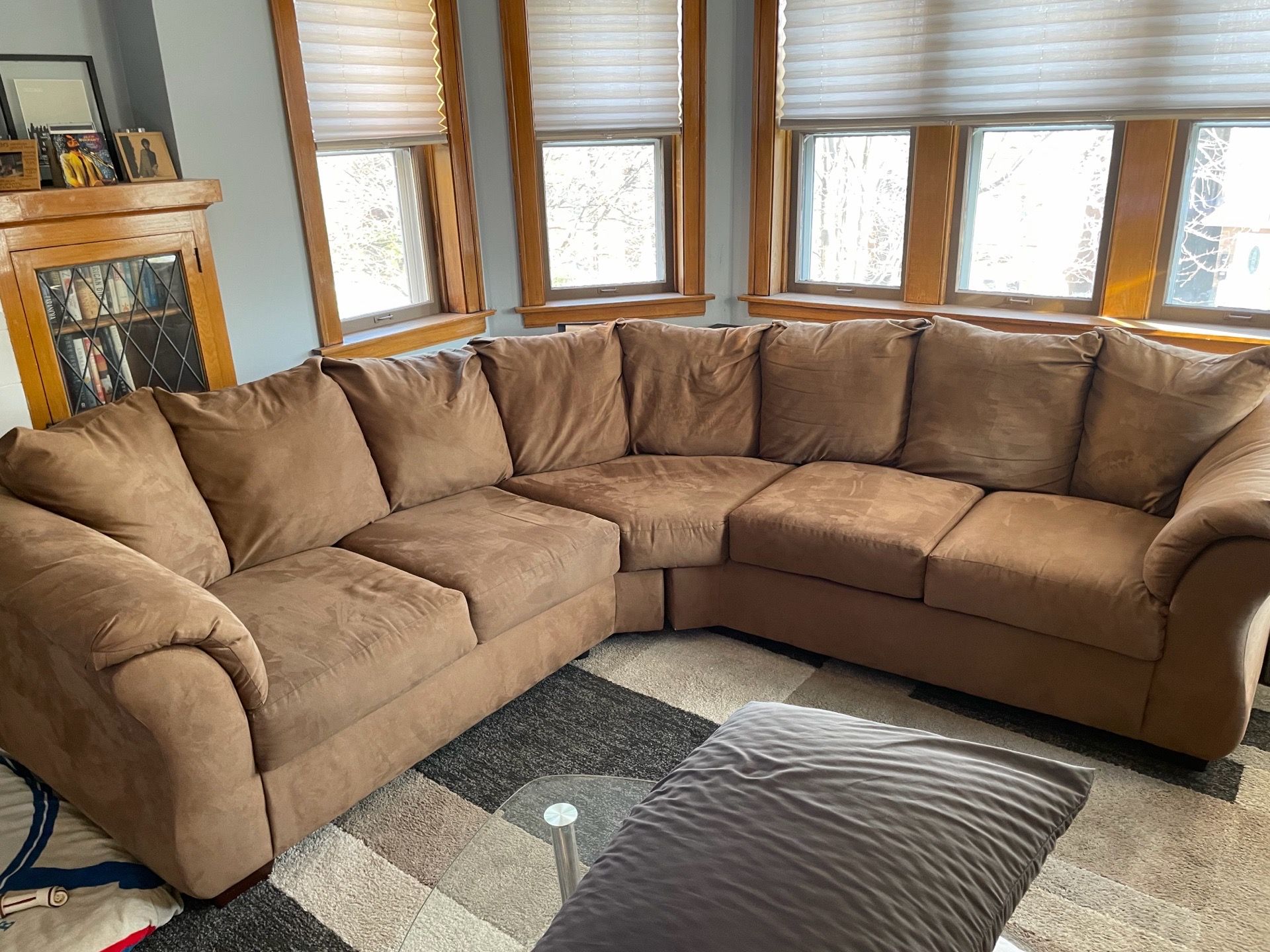Brown two piece sectional soft cushion couch. $500 OBO