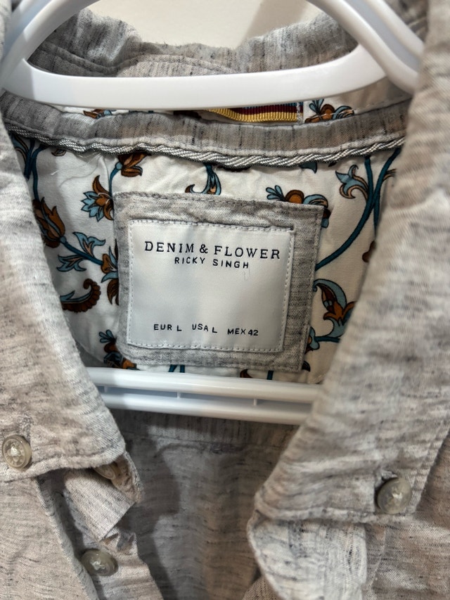 Denim & Flower Shirt - Size L - photo 3