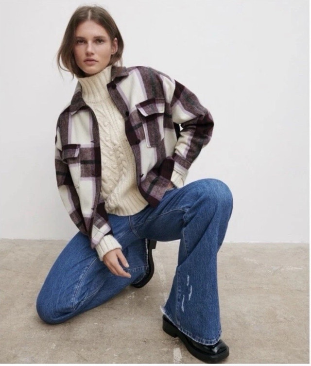 Zara Plaid Shirt Jacket - Size XS - photo 4