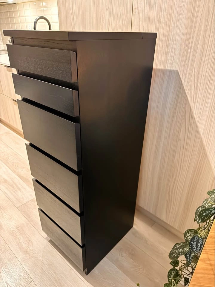 IKEA MALM Tall 6-Drawer Dresser with Mirror – Black-Brown - photo 2
