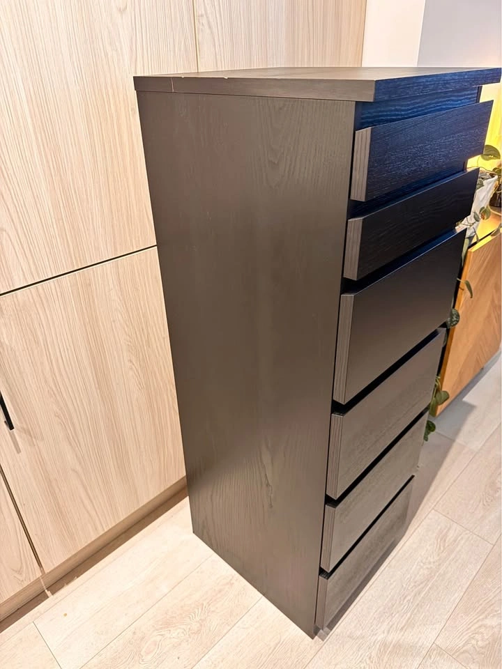 IKEA MALM Tall 6-Drawer Dresser with Mirror – Black-Brown - photo 4