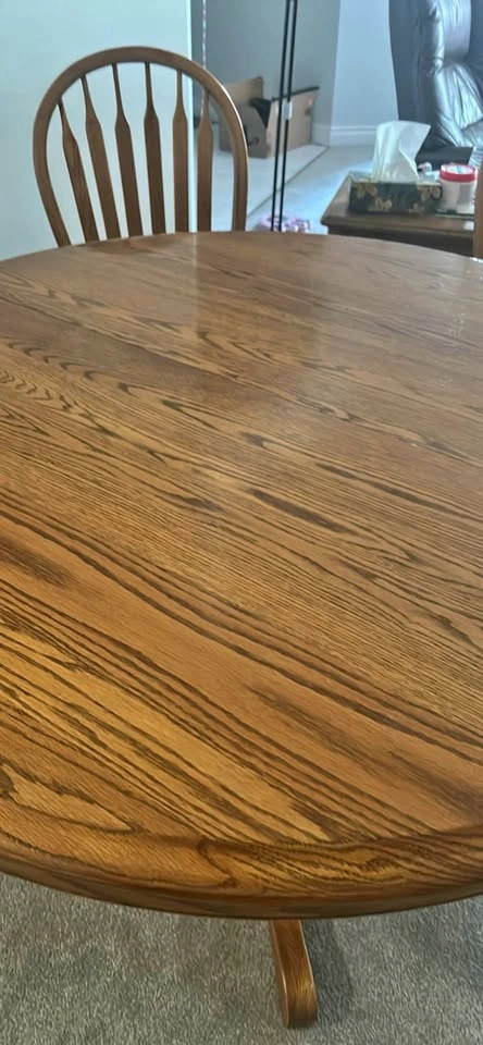 Oak dining table with 6 chairs